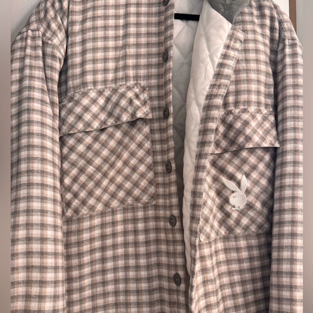 PLAYBOY Gray and White Lightweight Jacket - Picture 2 of 4
